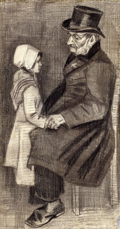 Sitting Man with Little Girl by Vincent van Gogh