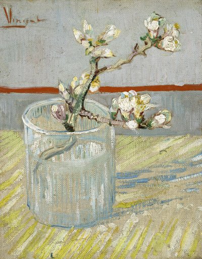 Sprig of Flowering Almond in a Glass by Vincent van Gogh