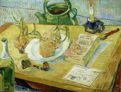 Still Life with Drawing Board, Pipe, Onions, and Sealing Wax. 1889 by Vincent van Gogh