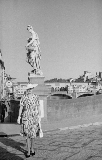 Model Posing on the Santa Trinita Bridge in Florence During a Photo Shoot, 2-3 June 1941 by Vincenzo Balocchi