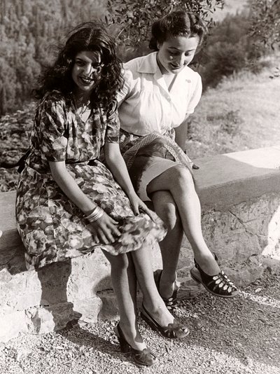 Two Girls Seated on a Wall, Italy, c.1940 by Vincenzo Balocchi