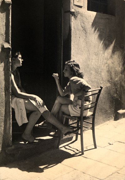 Two Girls Sitting on a Doorstep by Vincenzo Balocchi