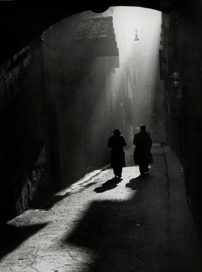 Two Men Walk on a Typical Little Street in Florence by Vincenzo Balocchi