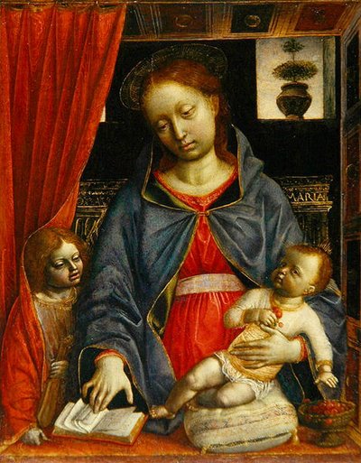 Madonna and Child with an angel, c.1479 by Vincenzo Foppa