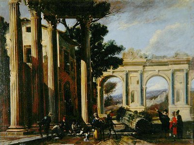 Architectural View with Two Arches by Viviano Codazzi