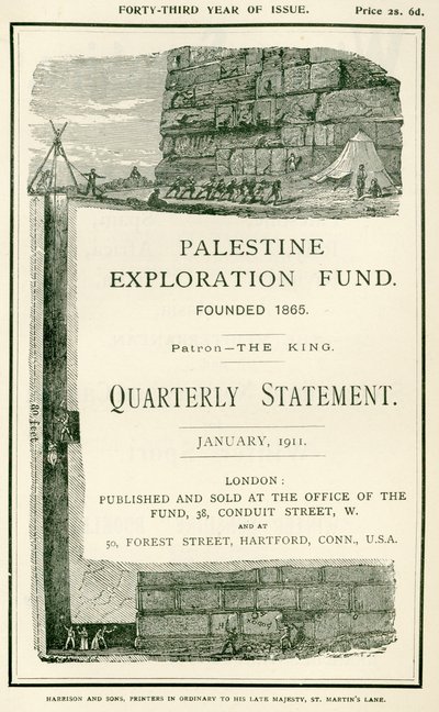 Frontispiece depicting the explorations undertaken by Lieutenant Charles Warren and his men, near the southern wall of the Haram al Sharif, Jerusalem, from the Quarterly Statement of the Palestine Exploration Fund by W.H. Simpson