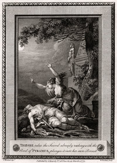Thisbe takes the Sword already reeking with the blood of Pyramus, plunges it into... by W. Walker
