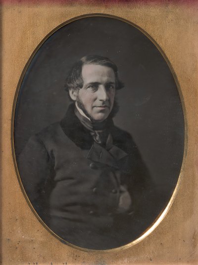 Middle-aged Man with Chinstrap Beard, Hand Tucked Inside Buttoned Jacket by W. and F. Langenheim