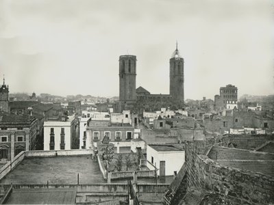 Part of the old city with cathedral, Barcelona, Spain, 1895 by W and S Ltd