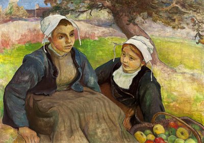 Two Breton Women with a Basket of Apples by Władysław Ślewiński