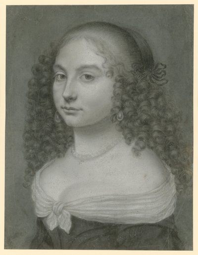 Bust of a Young Lady in Off-Shoulder Dress, Pearl Necklace and Large Hanging Pearls on Ear, Facing Half-Left by Wallerant Vaillant