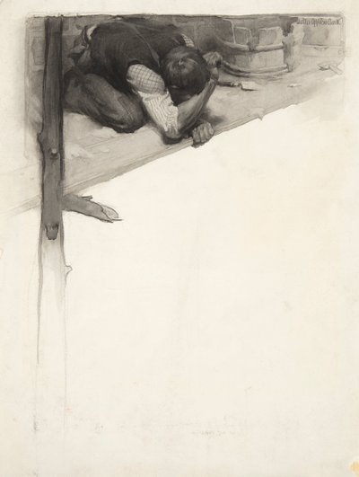 Vignette: Man Crouching on a Scaffolding by Walter Appleton Clark