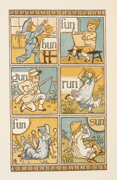 Rhyming words ending in the letter N. The Golden Primer by Walter Crane