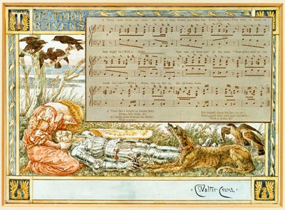 The Three Ravens: Design for a Song Book by Walter Crane