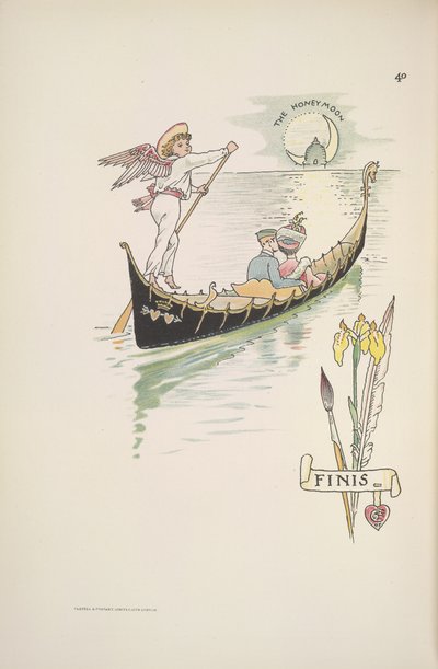 The Honeymoon. The couple in a gondola by Walter Crane