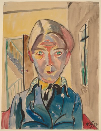 Self-Portrait in Front of Stairs (Self before Stairs) by Walter Gramatte