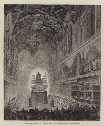 Funeral of Pope Pius IX, Requiem Mass in the Sistine Chapel of the Vatican by Walter Paget