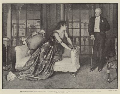 Mrs Patrick Campbell (Agnes Ebbsmith) and Mr Hare (Duke of St Olpherts) in The Notorious Mrs Ebbsmith, at the Garrick Theatre by Walter Paget