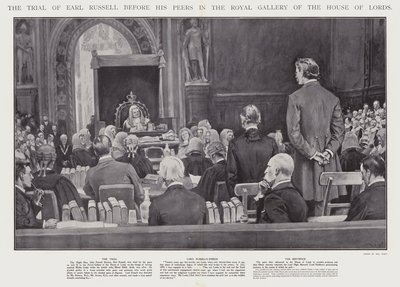 The Trial of Earl Russell Before His Peers in the Royal Gallery of the House of Lords, Westminster (litho) by Walter Paget