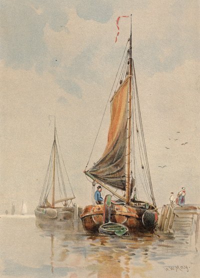 Dutch Boats on the Maas by Walter William May