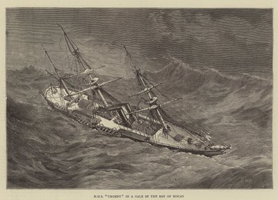 HMS Urgent in a Gale in the Bay of Biscay by Walter William May
