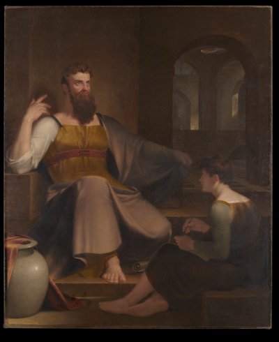 Jeremiah Dictating His Prophecy of the Destruction of Jerusalem to Baruch the Scribe by Washington Allston