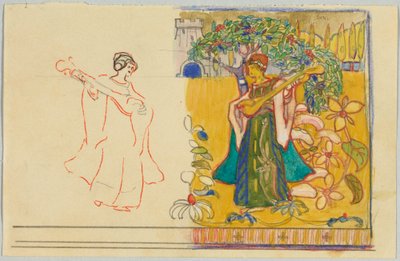 Lute Player under Blooming Tree by Wassily Kandinsky