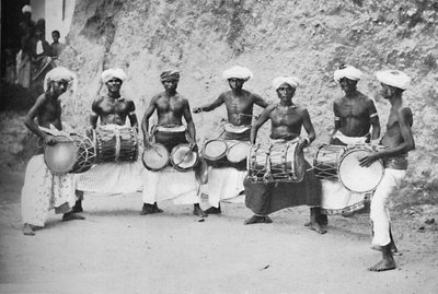 Devil-dancers of Guida with their drums, 1902 by Watts and Skeen