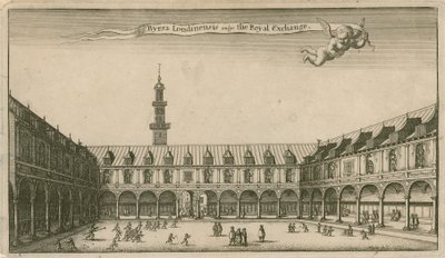 Interior of the Royal Exchange, London by Wenceslaus Hollar