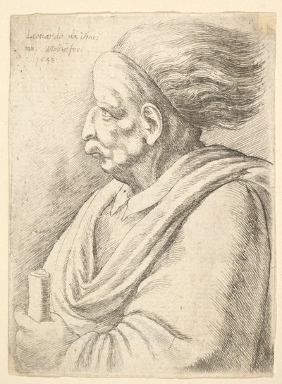 Man with Caricatured Features and Hair Streaming Behind by Wenceslaus Hollar