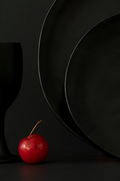 Dark Still Life Red Cherry by Wendy Xu