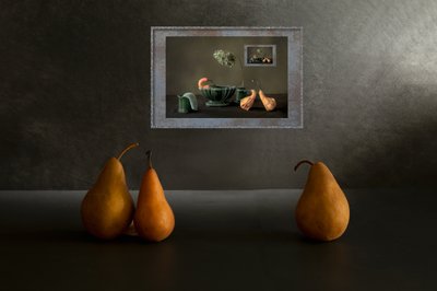 Golden Pears Dark Still Life by Wendy Xu