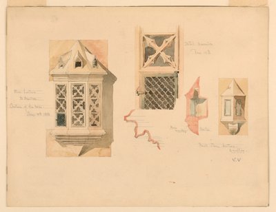 Rendering of Two Stone Lanterns, from the Castle in Amboise, France, June 14–15, 1888 by Whitney Warren Jr.