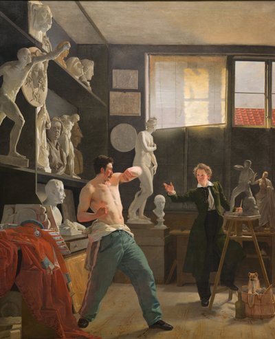 A Sculptor in His Studio Working from Life by Wilhelm Bendz