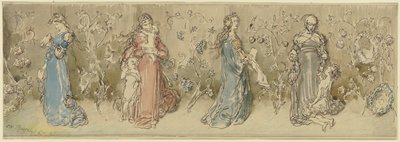 Four Allegorical Depictions of Women by Wilhelm Busch