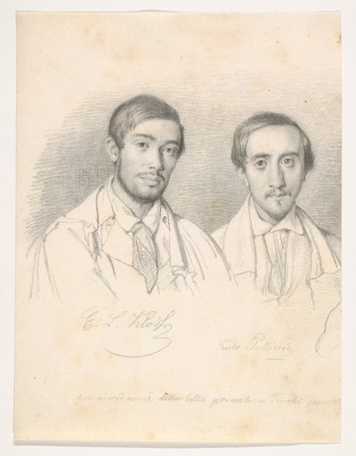 Double Portrait of the Artists E.F. Kloss and G. Pellicia by Wilhelm Marstrand