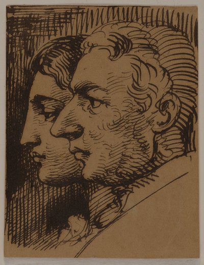 Double portrait of man and woman in profile by Wilhelm Marstrand