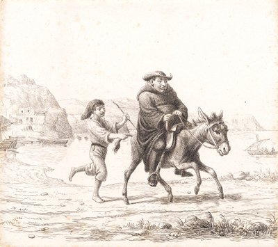 A Monk Riding a Donkey Followed by an Italian Boy by Wilhelm Marstrand