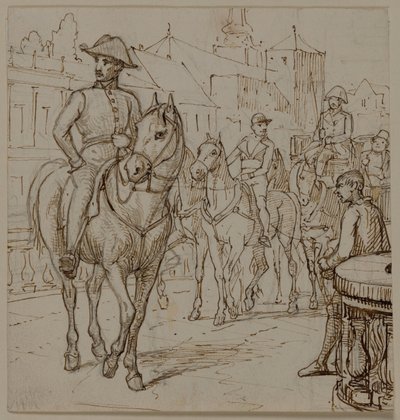 Four-horse Carriage with Fat Gentleman in Hat by Wilhelm Marstrand