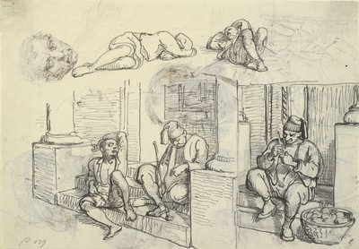 Studies of Turk and Lazzaron on a Staircase by Wilhelm Marstrand