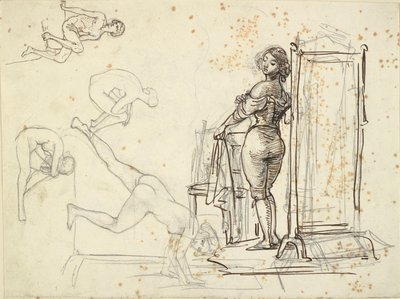 Young Girl Dressing and Four Model Studies by Wilhelm Marstrand