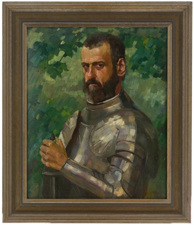 Bust Portrait of a Man in Armour by Wilhelm Trübner