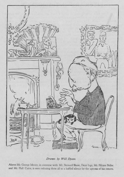 George Moore, Irish author, working at his typewriter by Will Dyson