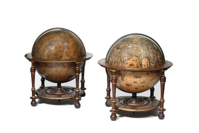Large Pair of Library Globes, the Terrestrial 1645/48, the Celestial after c.1630 by Willem Blaeu
