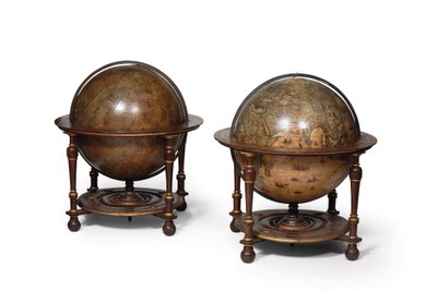 Large Pair of Library Globes, the Terrestrial and the Celestial by Willem Blaeu