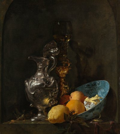 Still Life with a Silver Jug and a Porcelain Bowl by Willem Kalf