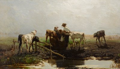Calves at a Trough by Willem Maris