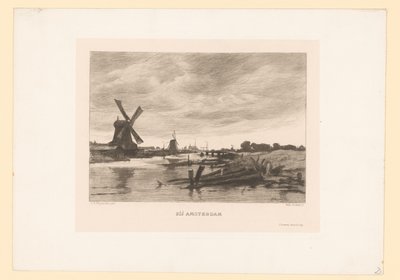 Landscape with Mills Along a Canal Near Amsterdam (title on object) by Willem Steelink (II)