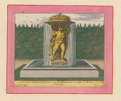 Fountain with a Statue of Three Dancing Putti Holding a Bowl Above Their Heads by Willem Swidde