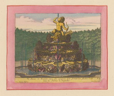 Fountain with a Statue of a Putto Holding a Bow Seated on a Dolphin by Willem Swidde